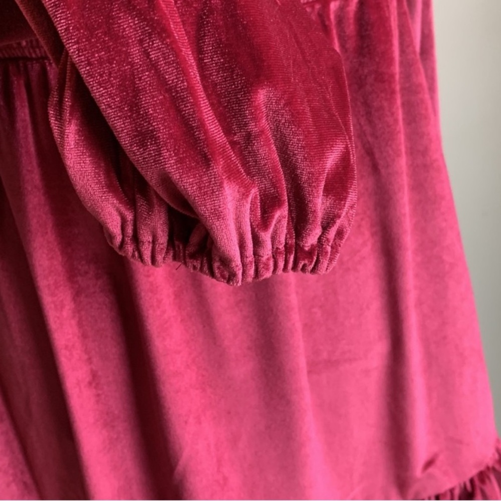 LC Lauren Conrad Raspberry Smocked Velvet Dress - Picture 6 of 8